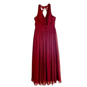 Azazie Natasha Chiffon full length A-line dress in Cabernet